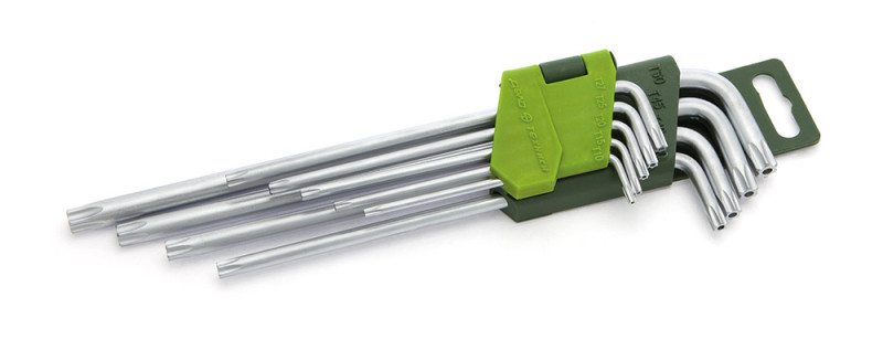 Набор ключей угловых TORX с отверстием удлинённых (Т10,Т15,Т20,Т25,Т27,Т30,Т40,Т45,Т50) 9 шт.