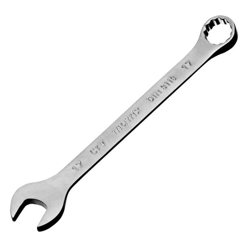 Ключ комбинированный, 17 мм, CrV, матовый хром Matrix