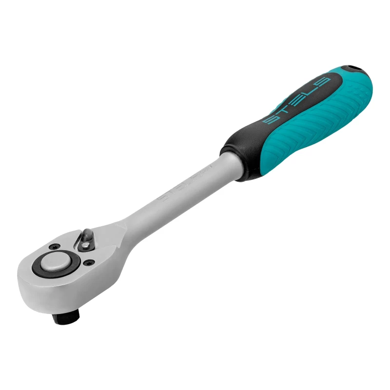 Ключ-трещотка 1/2", CrV, 72 зуба, с быстрым сбросом, матовый хром Stels