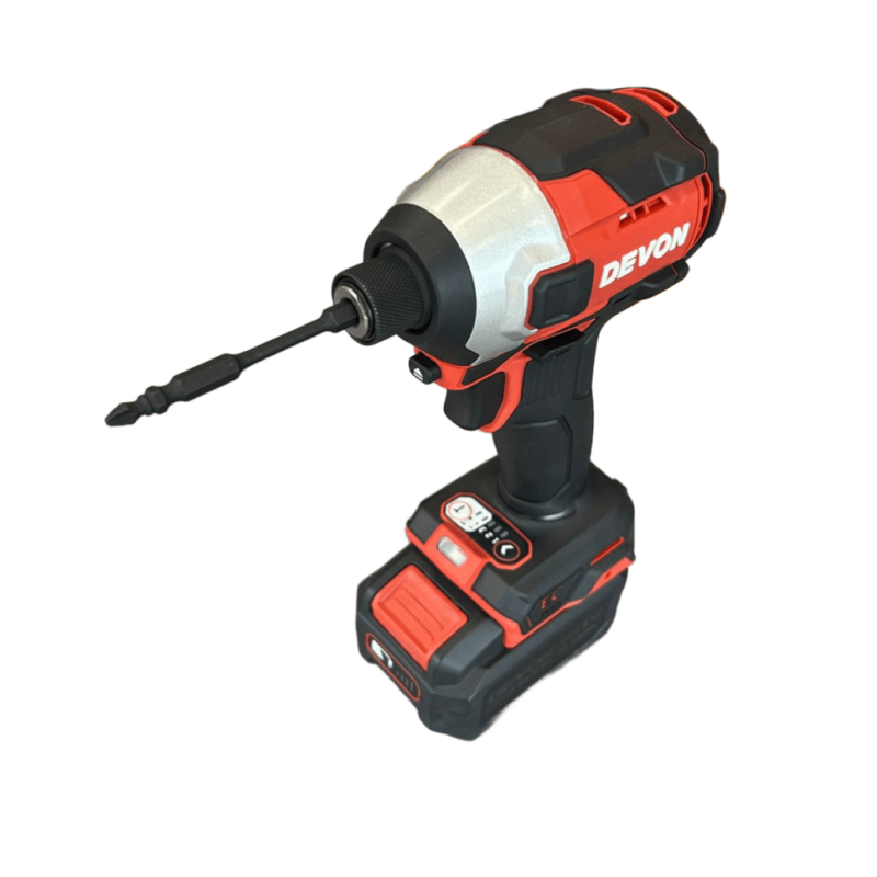 Аккумуляторный ударный винтоверт DEVON 5762-Li-20 / патрон HEX / бесщеточный /240Нм / 20 В / 2 аккум. по 2.0 А∙ч / стандартное ЗУ 75 Вт