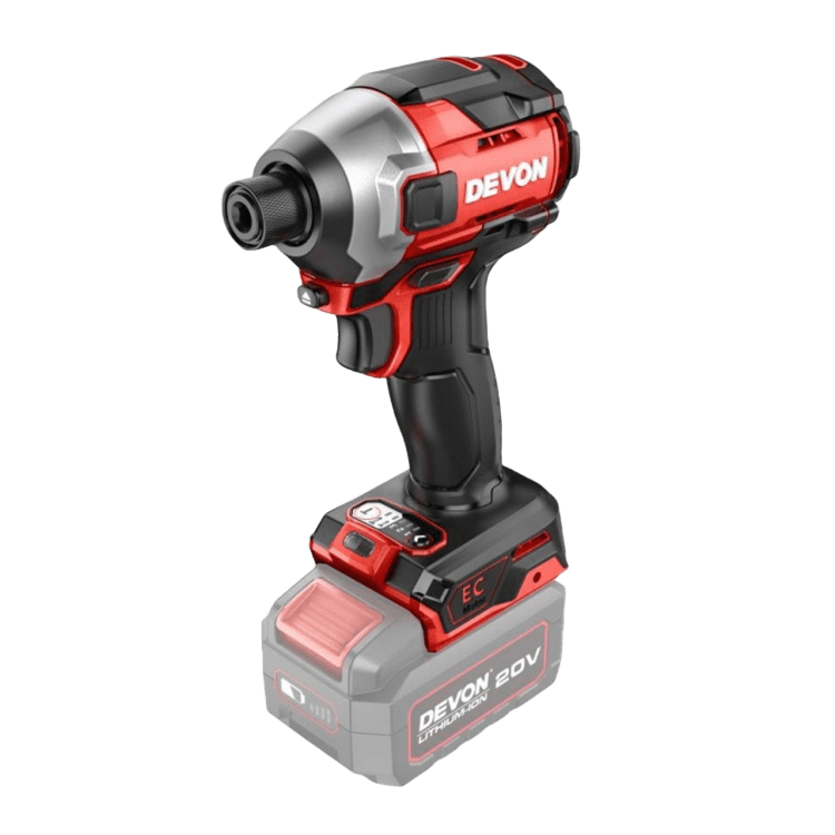 Аккумуляторный ударный винтоверт DEVON 5762-Li-20 / патрон HEX / бесщеточный /240Нм / 20 В / 2 аккум. по 2.0 А∙ч / стандартное ЗУ 75 Вт