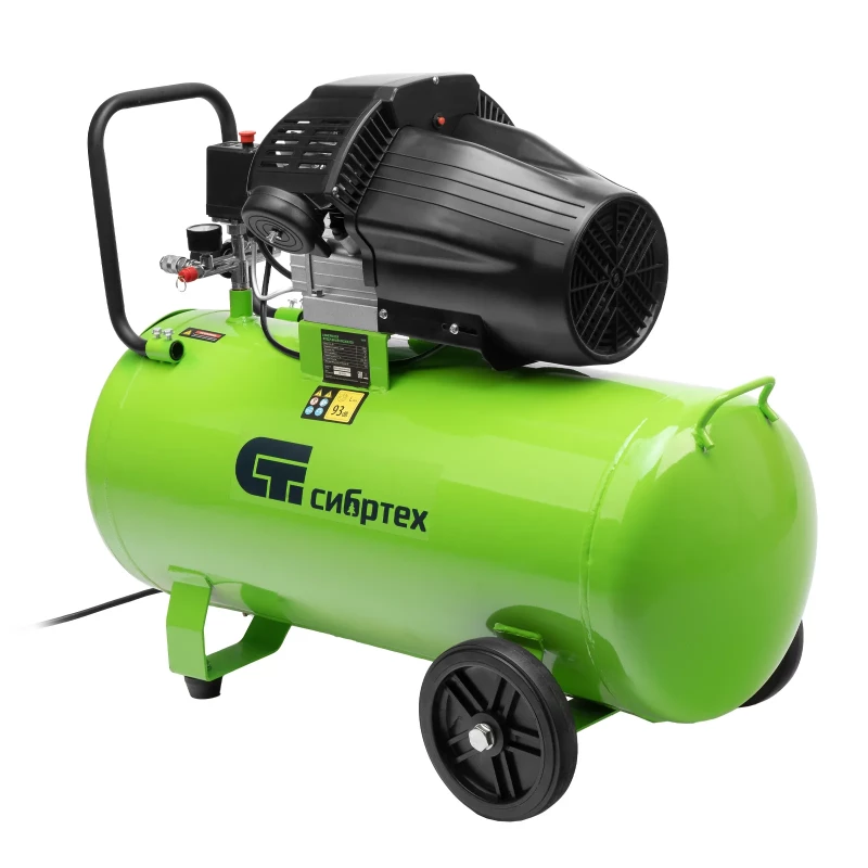 Компрессор воздушный КК-2200/100, 2,2 кВт, 350 л/мин, 100 л, прямой привод, масляный Сибртех