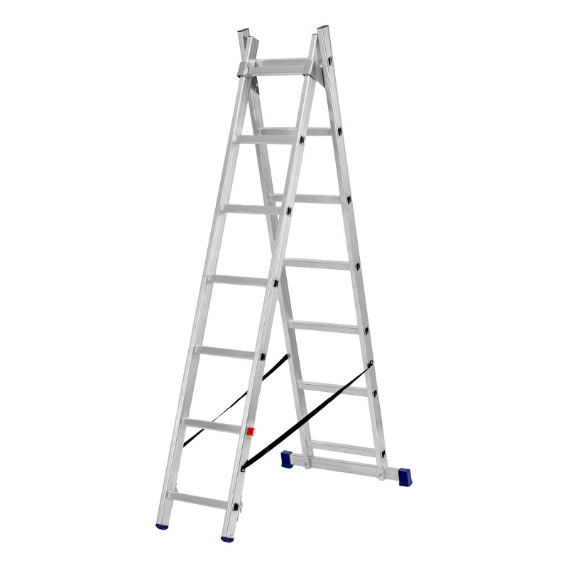 Лестница, 2 х 7 ступеней, алюминиевая, двухсекционная, Сибртех
